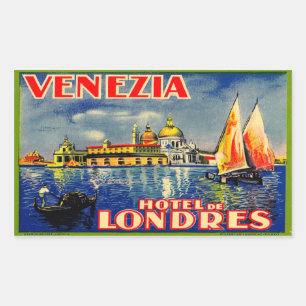 Hotel de Londres (Venezia Italy) Rectangular Sticker
