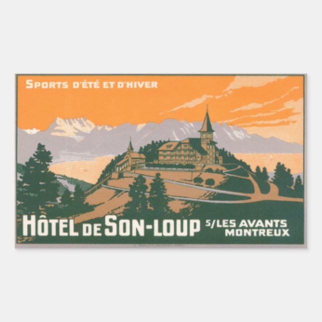 Hotel de son-loup Montreux Switzerland  Rectangular Sticker (Front)