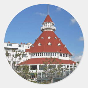 Hotel Del Coronado from beach Classic Round Sticker