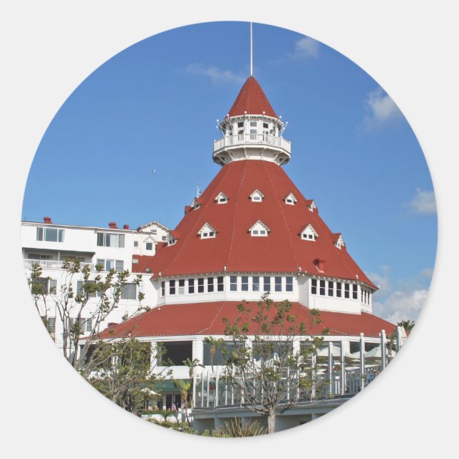 Hotel Del Coronado from beach Classic Round Sticker (Front)