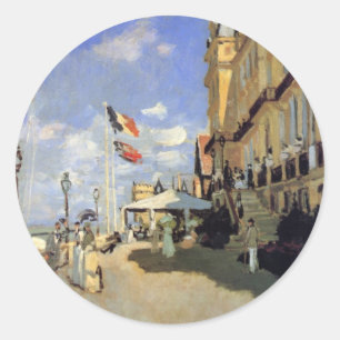 Hotel des Roches Noires, Trouville by Claude Monet Classic Round Sticker