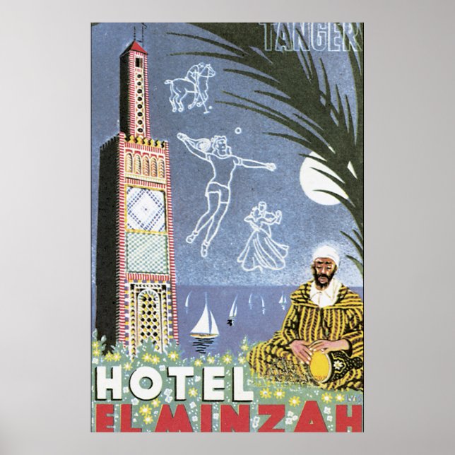 Hotel El Minzah Vintage Travel Poster (Front)