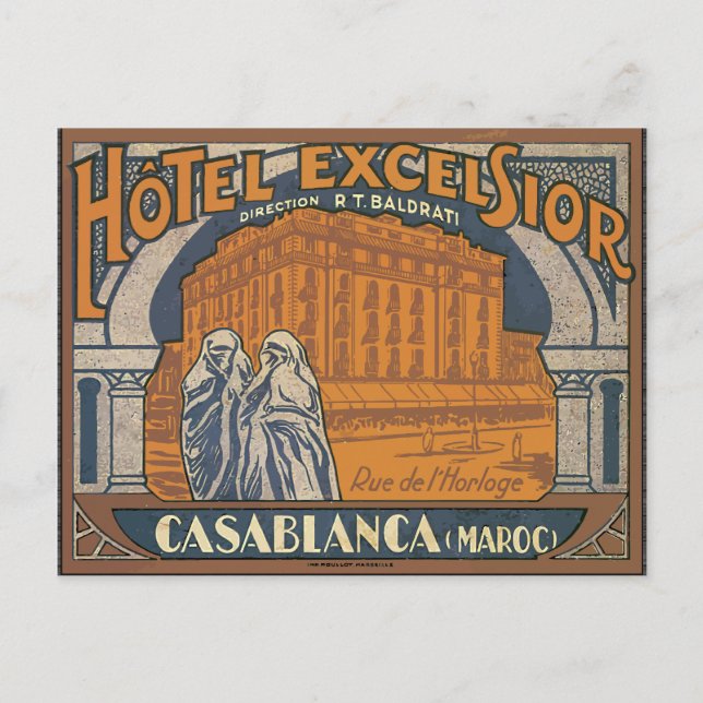 Hotel Excelsior Casablanca (Maroc), Vintage Postcard (Front)