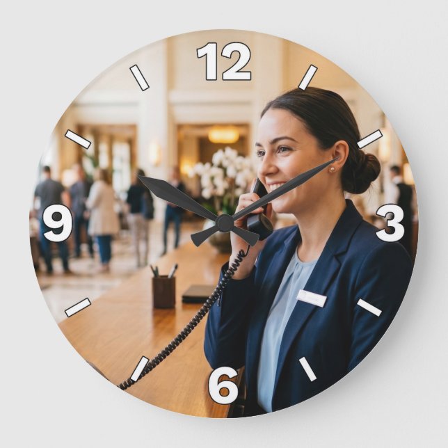 Hotel Front Desk Receptionist Phone Office Decor Large Clock (Front)