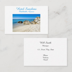 Hotel Greece Beautiful beach photo with text Busin Business Card