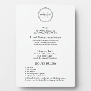  Hotel Guest Wifi and rules hospitality Business  Plaque