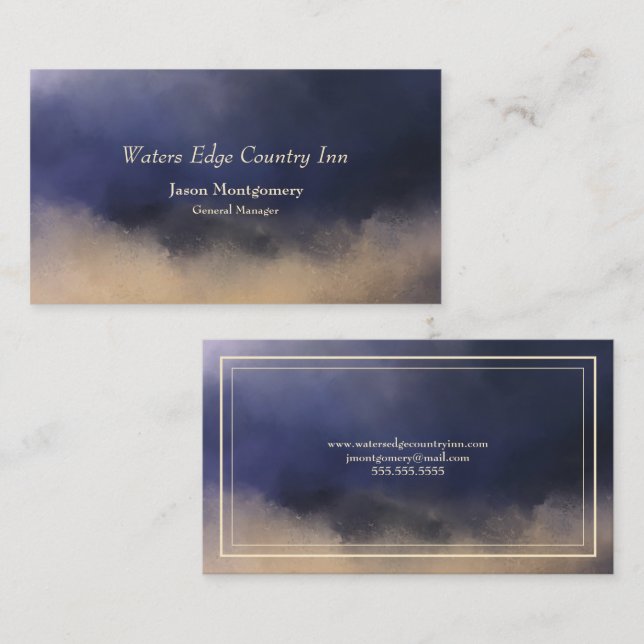 Hotel, Inn, Water, Country Inn, Blue Business Card (Front/Back)
