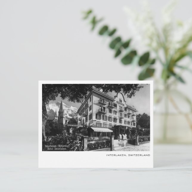 Hotel Interlaken Vintage Photo Swiss Alps  Postcard (Standing Front)
