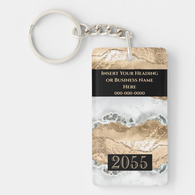 Hotel lodge resort room agate geode marble DIY Key Ring (Front)