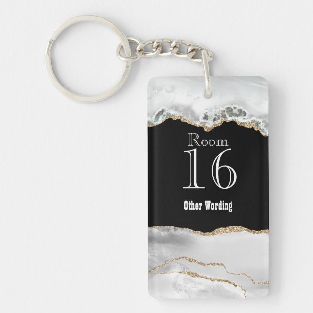 Hotel lodge resort room key agate geode crystal key ring (Front)