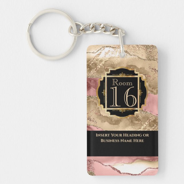 Hotel lodge resort rose gold geode marble DIY Key Ring (Front)