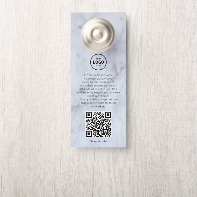 Hotel Logo QR Code Guest Information Door Hanger (On Knob)
