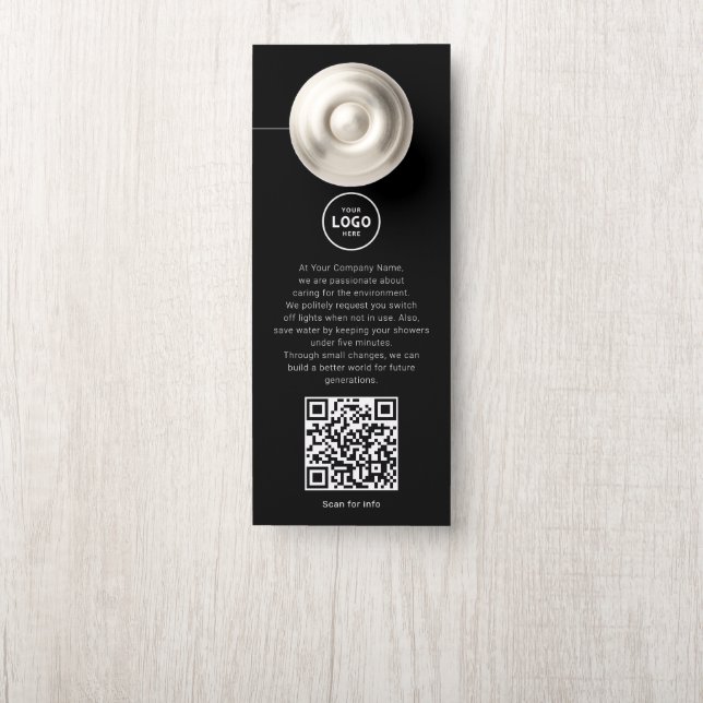 Hotel Logo QR Code Guest Information Door Hanger (On Knob)