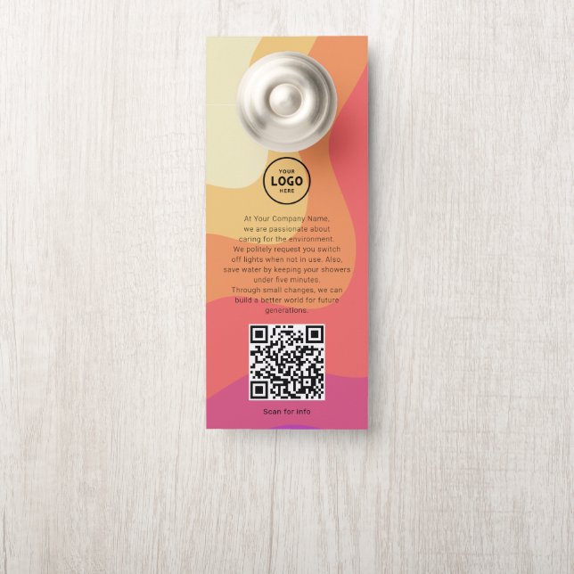 Hotel Logo QR Code Guest Information Door Hanger (On Knob)