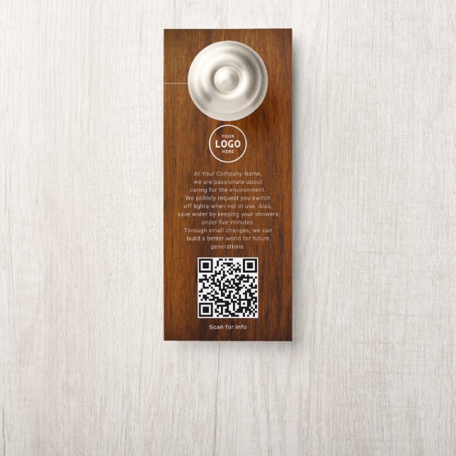 Hotel Logo QR Code Guest Information Door Hanger (On Knob)