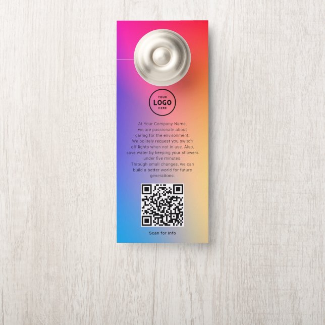Hotel Logo QR Code Guest Information Door Hanger (On Knob)
