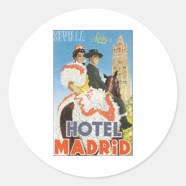 Hotel Madrid Sevilla Classic Round Sticker (Front)