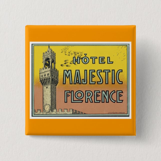 Hotel Majestic Florence 15 Cm Square Badge (Front)