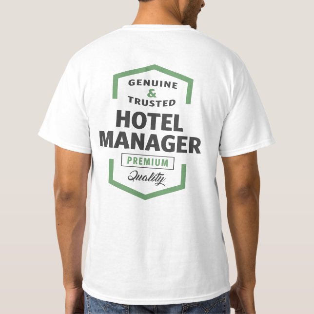 Hotel Manager Logo Gifts. T-Shirt (Back)