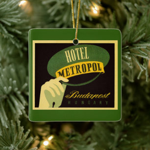 Hotel Metropol Budapest Hungary Bellhop Hat Ceramic Ornament