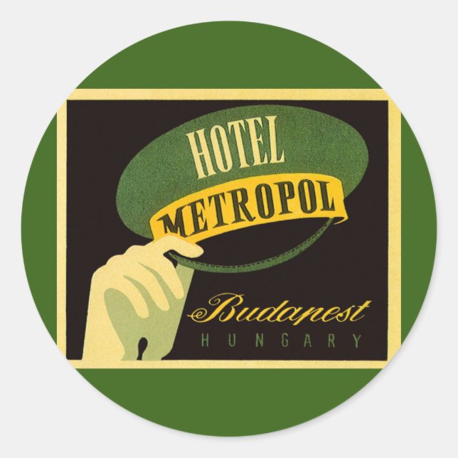 Hotel Metropol Budapest Hungary Bellhop Hat Classic Round Sticker (Front)