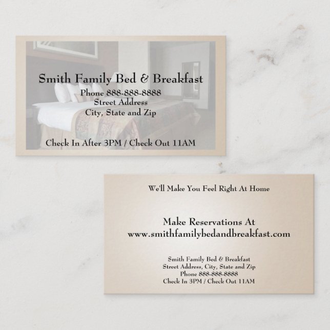 Hotel Motel Lodging Business Card (Front/Back)