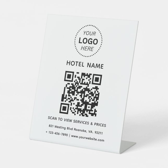 Hotel Name Logo & QR code Services Prices Details Pedestal Sign (Front)