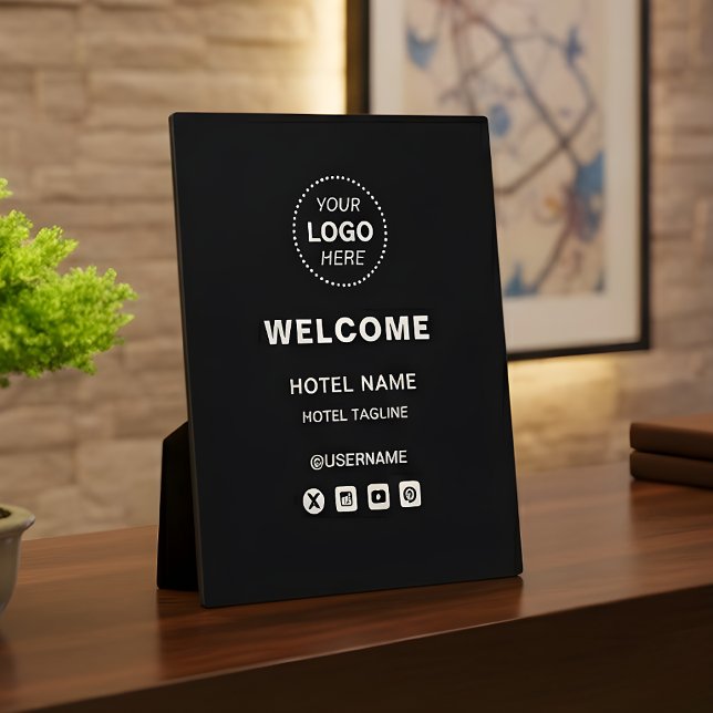 Hotel Name & Logo Simple Reception Welcome Plaque (Creator Uploaded)