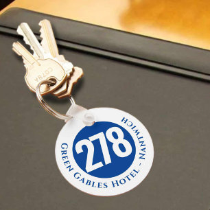 Hotel Name Plus Room Number on a Keychain