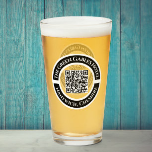 Hotel or Bar Drinks Glass with QR Code