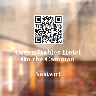 Hotel or Restaurant Name with QR Code Window Cling