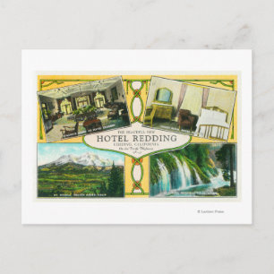 Hotel Redding Interior Views with Scenic Sites Postcard