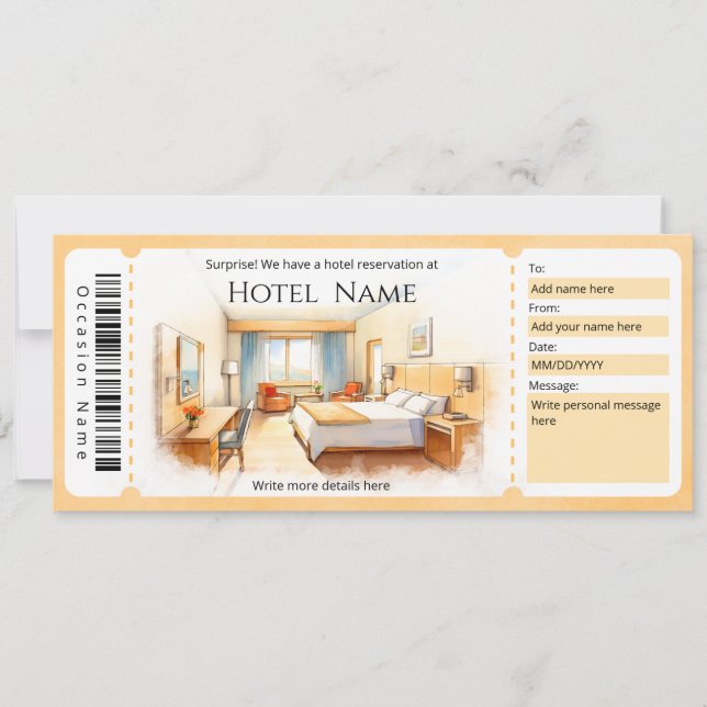 Hotel Reservation Staycation Gift Certificate Invitation (Front)