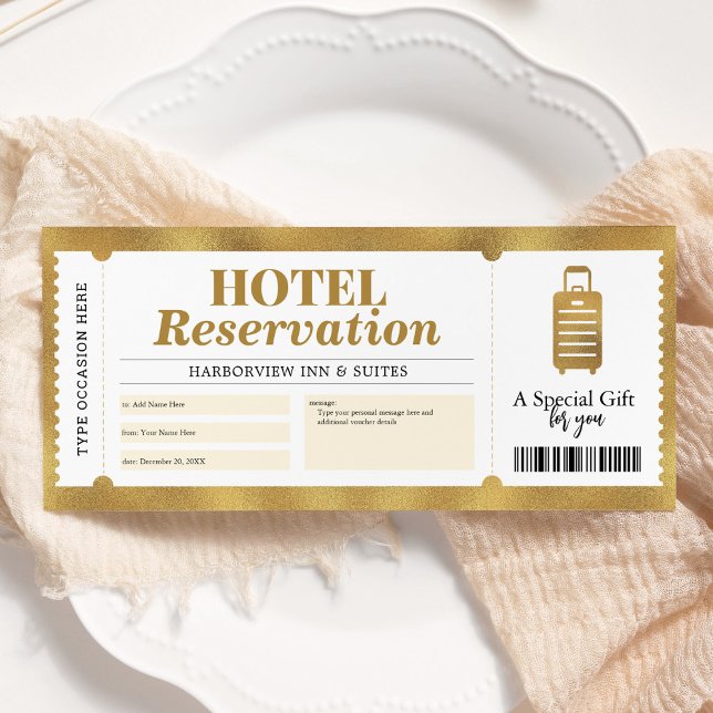 Hotel Reservation Staycation Gold Certificate Invitation (Creator Uploaded)