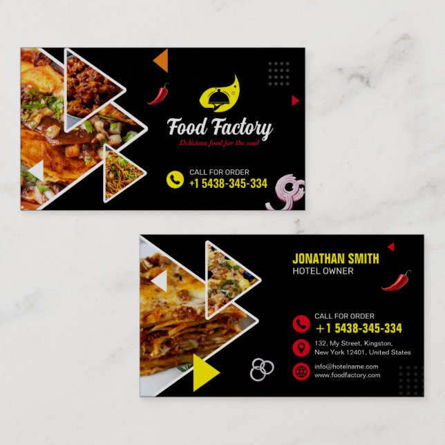 Hotel, Restaurant, Cafe, Food Business Card + Logo (Front/Back)