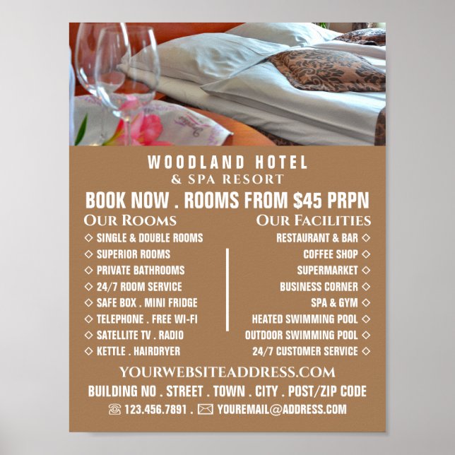 Hotel Room, Hotel Accommodation Advertising Poster (Front)