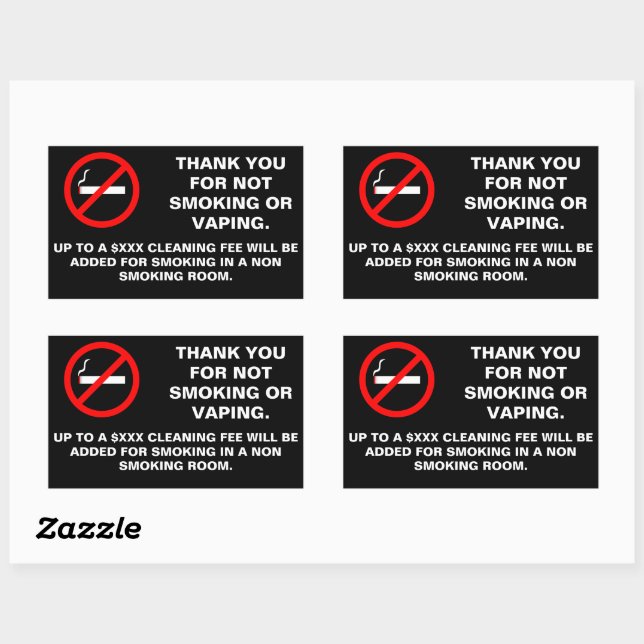 Hotel room no smoking no vaping sign rectangular s rectangular sticker (Sheet)
