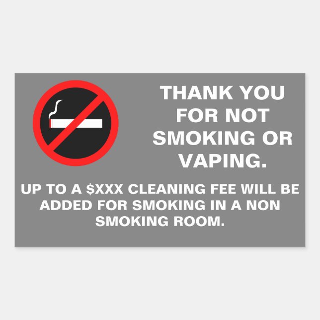 Hotel room no smoking no vaping sign rectangular s rectangular sticker (Front)