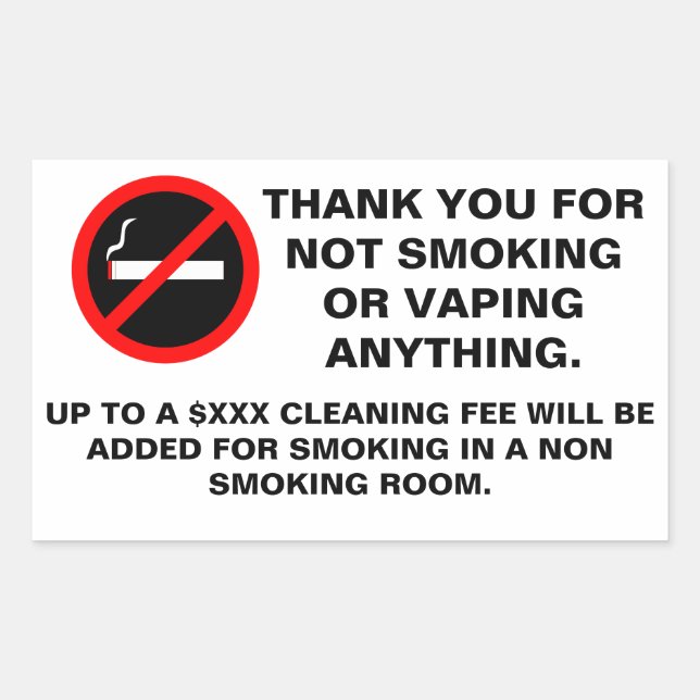 Hotel room no smoking no vaping sign rectangular s rectangular sticker (Front)