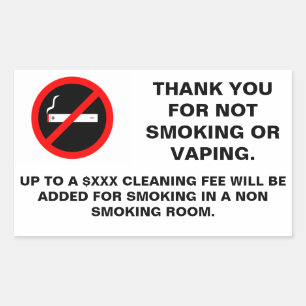 Hotel room no smoking no vaping sign rectangular sticker