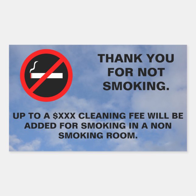 Hotel room no smoking sign rectangular sticker (Front)