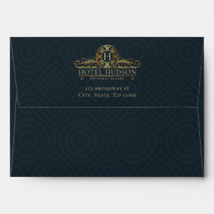 hotel Stationery Elegant Blue Gold Envelope