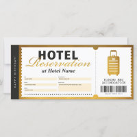 Hotel Stay Reservation Gold Voucher Certificate