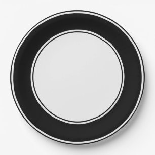 Hotel Stripe Black and White - Disposable Plate