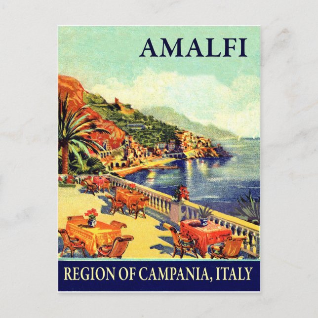 Hotel terrace in Amalfi, Campania, Italy, travel Postcard (Front)