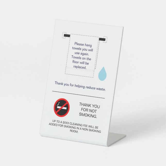 Hotel Towel and Smoking Sign  (Front)