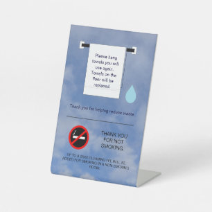 Hotel Towel and Smoking Sign 