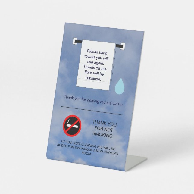 Hotel Towel and Smoking Sign  (Front)