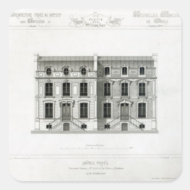 Hotels Prives, 10 & 12 Rue Balzac, Paris Square Sticker (Front)