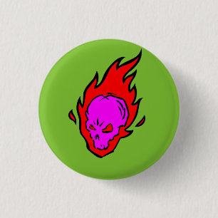 Hothead Flaming Skull Button